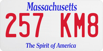 MA license plate 257KM8