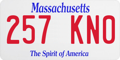 MA license plate 257KN0