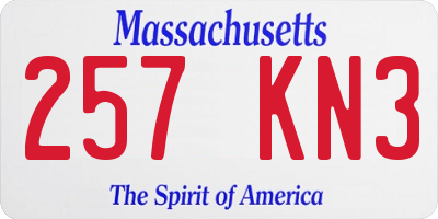 MA license plate 257KN3