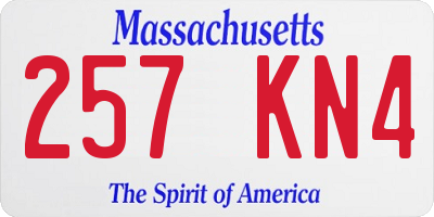 MA license plate 257KN4
