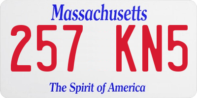 MA license plate 257KN5