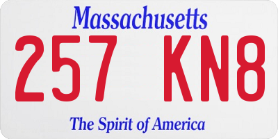MA license plate 257KN8