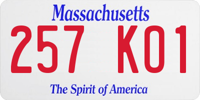 MA license plate 257KO1