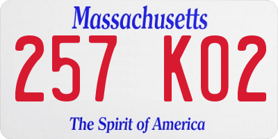 MA license plate 257KO2