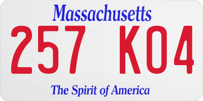 MA license plate 257KO4