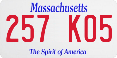 MA license plate 257KO5
