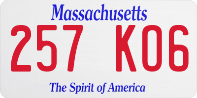 MA license plate 257KO6