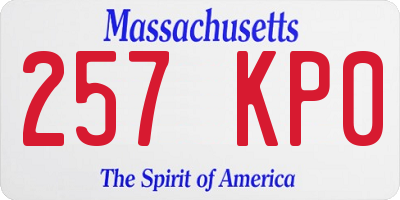 MA license plate 257KP0