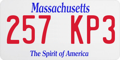 MA license plate 257KP3
