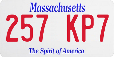 MA license plate 257KP7