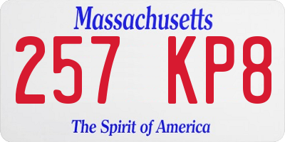 MA license plate 257KP8