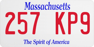MA license plate 257KP9