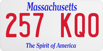 MA license plate 257KQ0