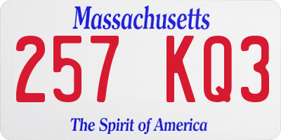 MA license plate 257KQ3