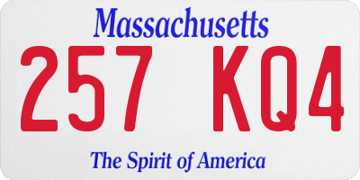 MA license plate 257KQ4