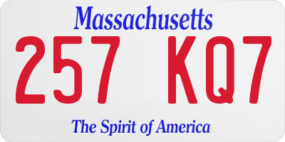 MA license plate 257KQ7