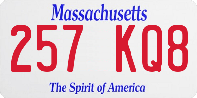 MA license plate 257KQ8