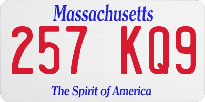 MA license plate 257KQ9