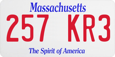 MA license plate 257KR3