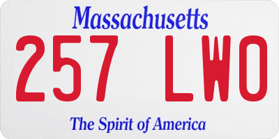 MA license plate 257LW0