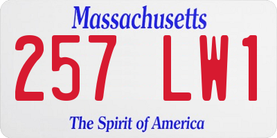 MA license plate 257LW1