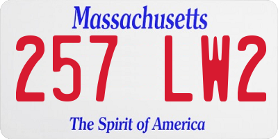 MA license plate 257LW2