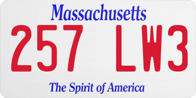 MA license plate 257LW3
