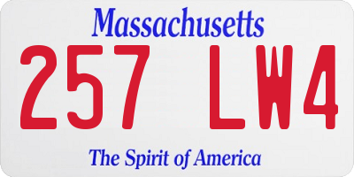MA license plate 257LW4