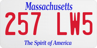 MA license plate 257LW5