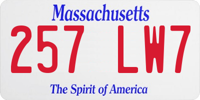 MA license plate 257LW7