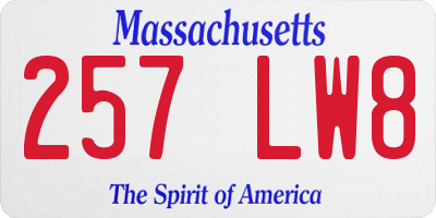 MA license plate 257LW8