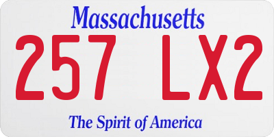 MA license plate 257LX2