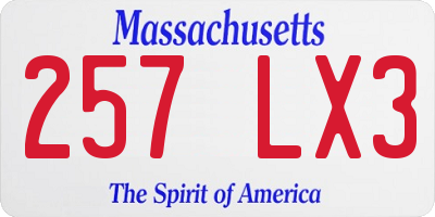MA license plate 257LX3