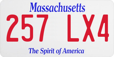 MA license plate 257LX4