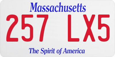 MA license plate 257LX5