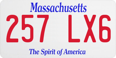 MA license plate 257LX6