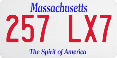 MA license plate 257LX7