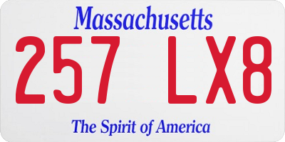 MA license plate 257LX8