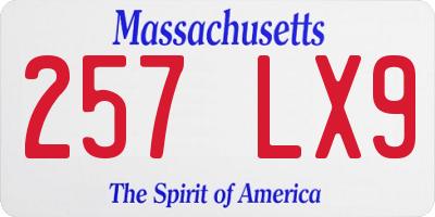 MA license plate 257LX9