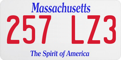MA license plate 257LZ3