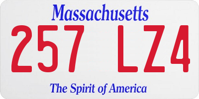 MA license plate 257LZ4