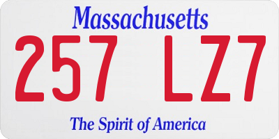 MA license plate 257LZ7