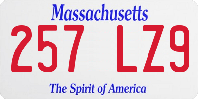 MA license plate 257LZ9
