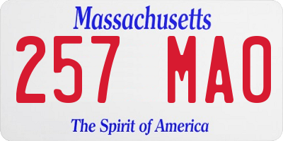 MA license plate 257MA0