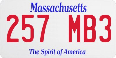 MA license plate 257MB3