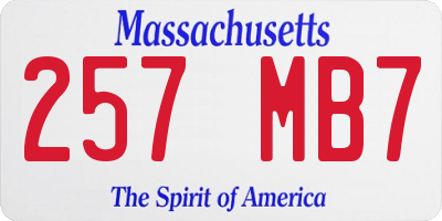 MA license plate 257MB7
