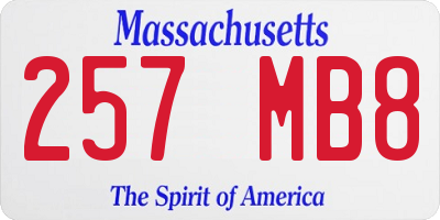 MA license plate 257MB8