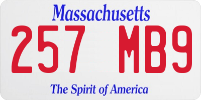 MA license plate 257MB9