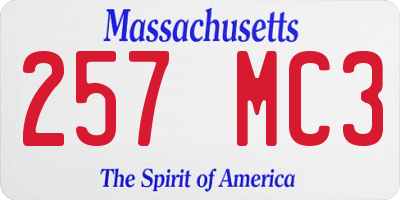 MA license plate 257MC3