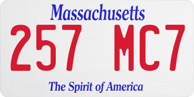 MA license plate 257MC7